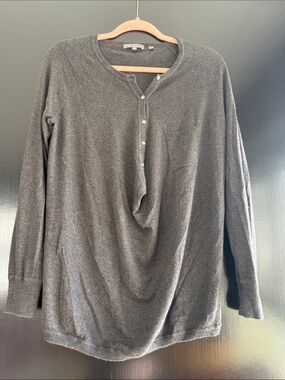 Vince Charcoal Gray Button-Up Sweater